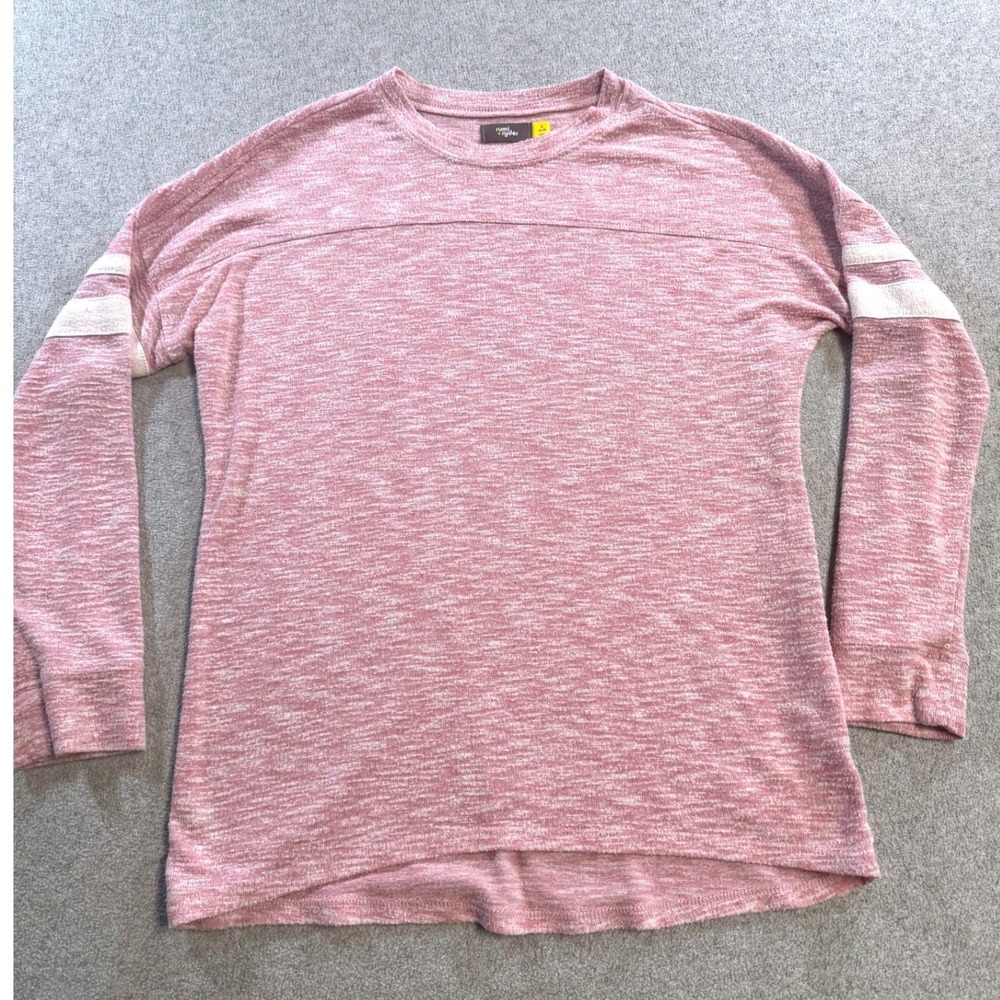 Rumi + Ryder Pullover Girls Size L 12-14 Pink Marled Varsity Stripe Long Sleeve‎